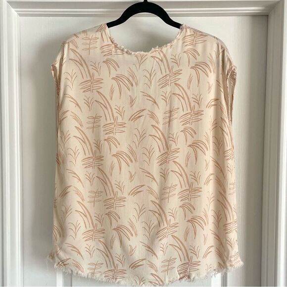 💠 Grade & Gather Square Neck Cream Apricot Tank Raw Edge Size M - Picture 2 of 9